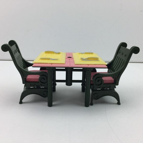 Fisher Price Table Dollhouse Furniture Dining Room Set Chairs Silverware Place S - Picture 1 of 16